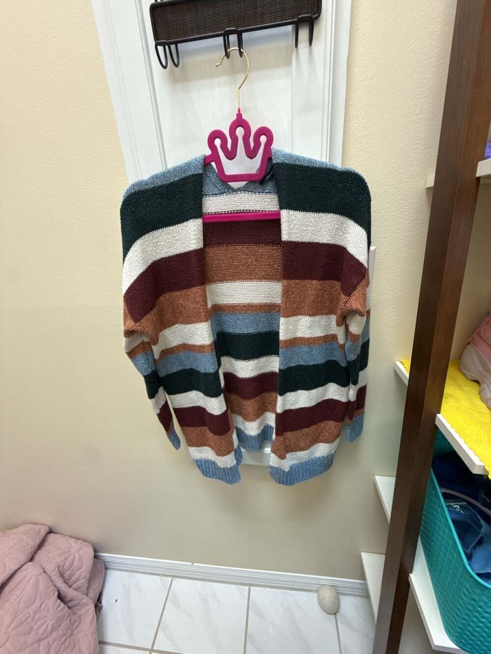 American Eagle Outfitters Multi-Colored Striped Hooded Cardigan